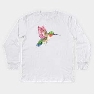 Watercolor Hummingbirds Kids Long Sleeve T-Shirt